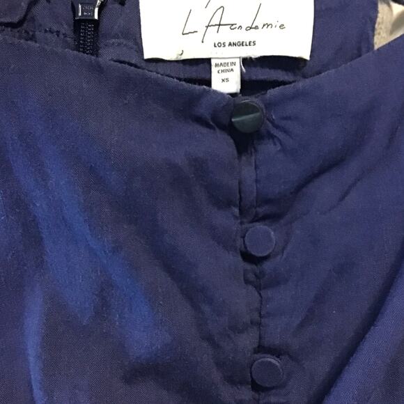 L’ academie X Revolve The Karla Midi Dress linen blend blue XS - Picture 9 of 11